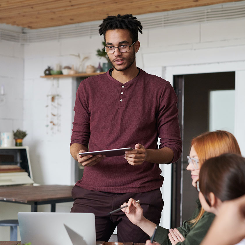 man giving presentation man giving presentation